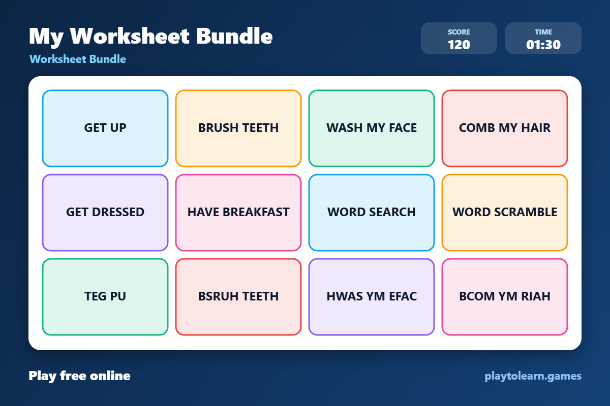 ⏰ Daily Routines worksheet bundle — printable worksheet preview — for 2nd Grade