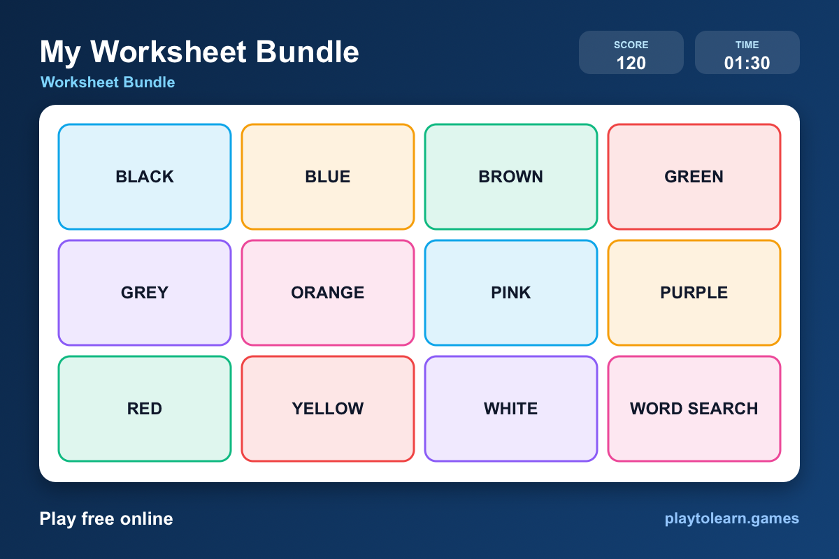 🌈 Colors worksheet bundle — printable worksheet preview — for 2nd Grade