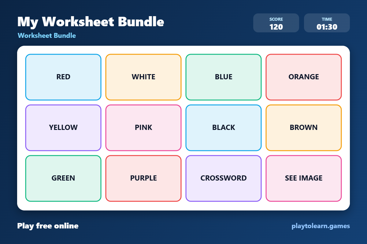 🌈 Colors worksheet bundle — printable worksheet preview — for 2nd Grade