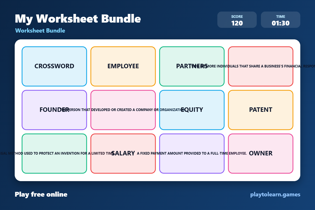 ESB Domain 1 Vocab worksheet bundle — printable worksheet preview — for 9th Grade