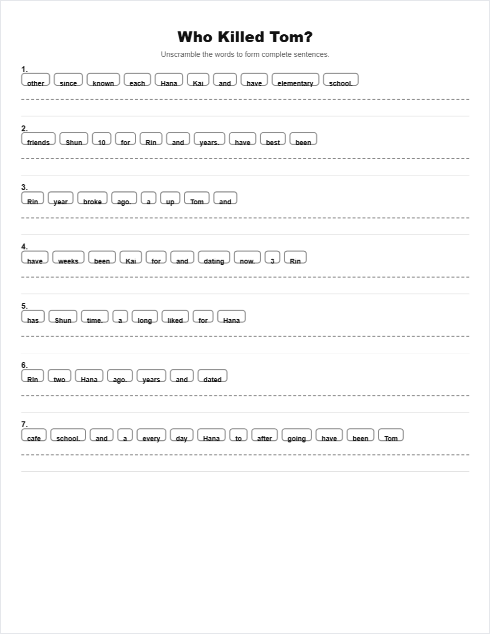 🎃 Halloween sentence scramble — printable worksheet preview — for 12th Grade, 11th Grade, 10th Grade