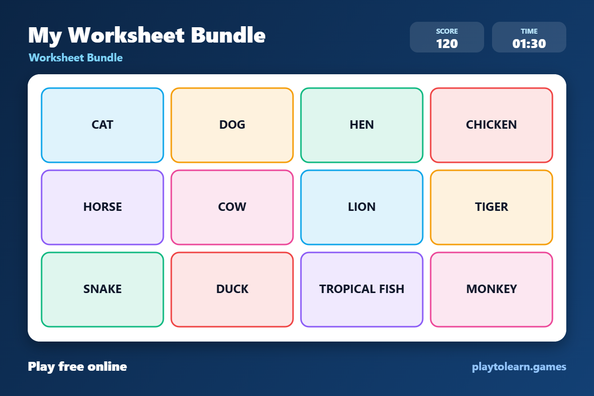 🐻 Animals worksheet bundle — printable worksheet preview — for 3rd Grade