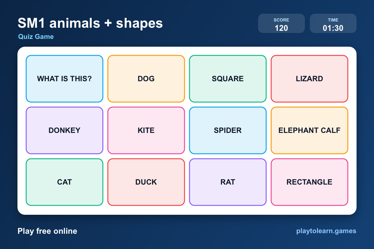 🐻 Animals quiz game — printable worksheet preview — for 1st Grade