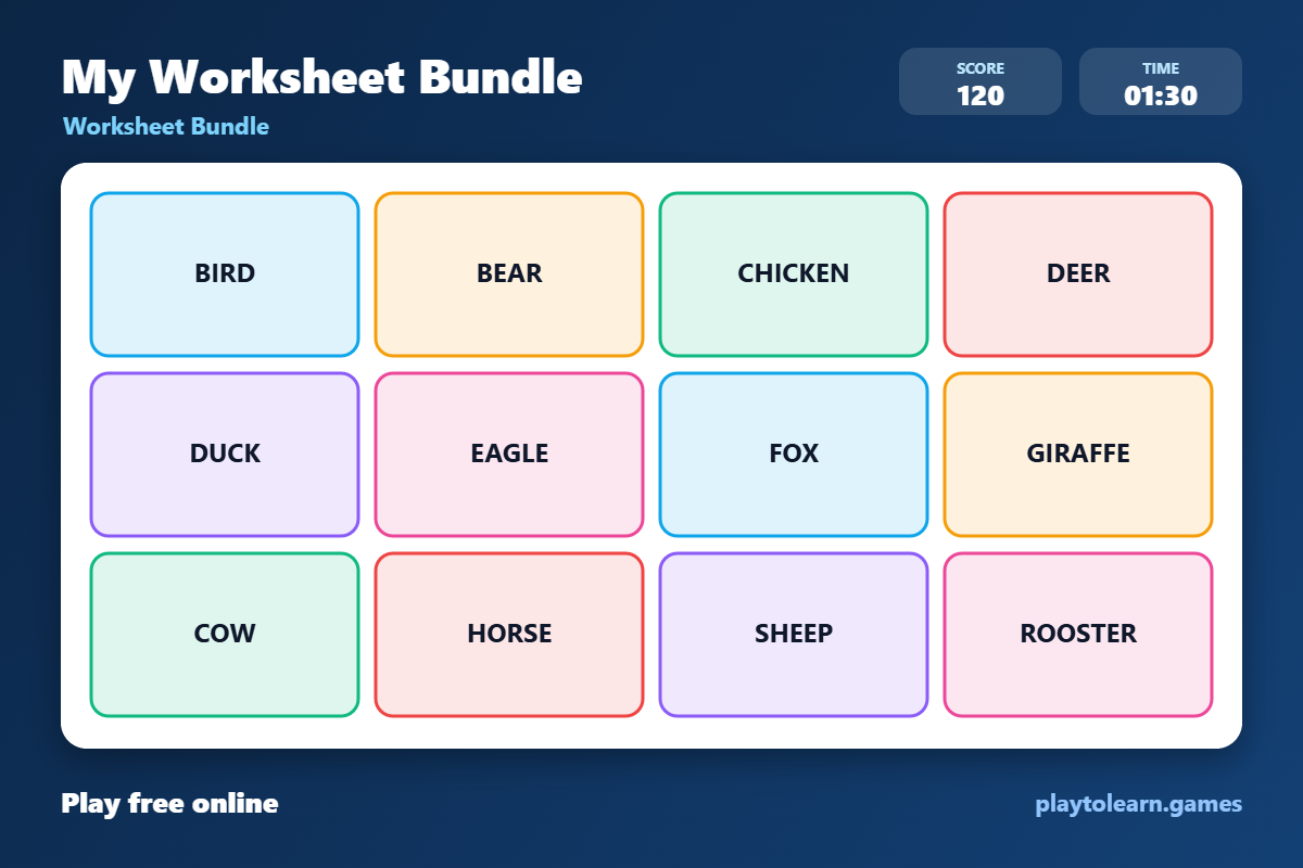 🐻 Animals worksheet bundle — printable worksheet preview — for 4th Grade