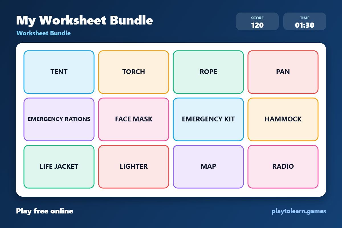 ⛺ Camping & Outdoors worksheet bundle — printable worksheet preview — for 9th Grade