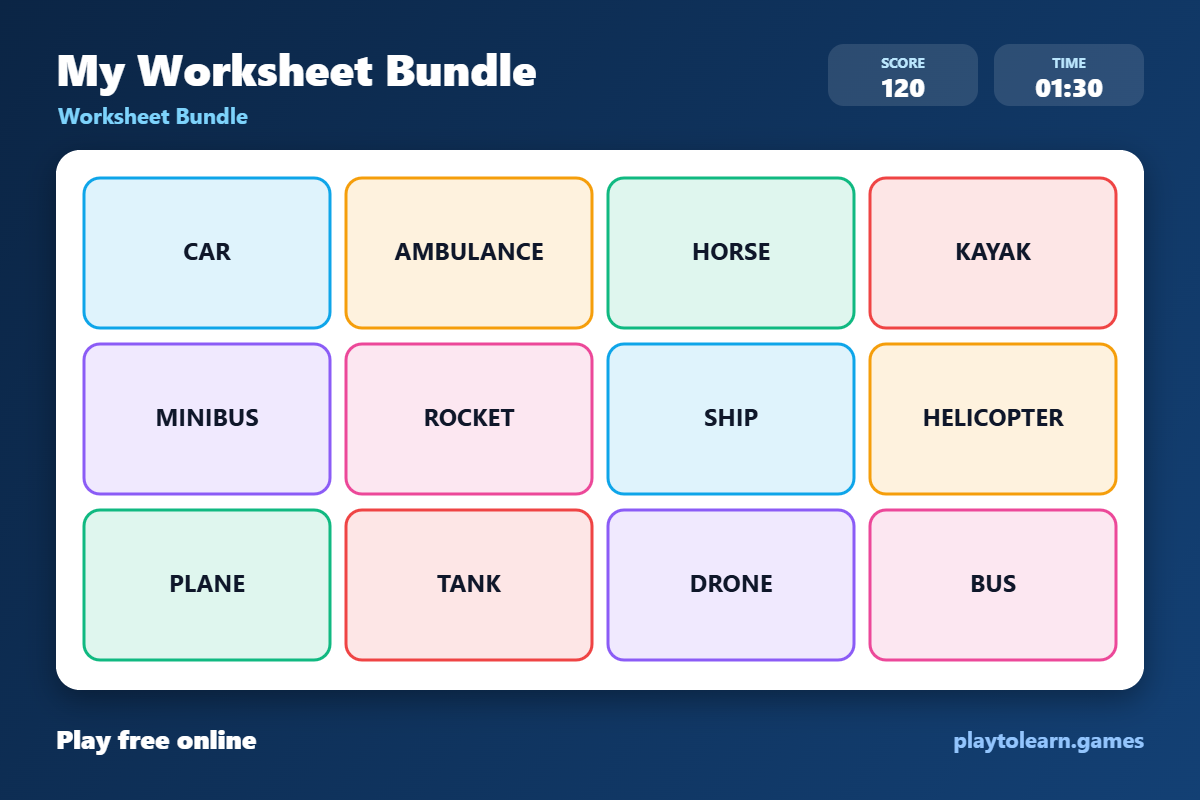 🚗 Transportation worksheet bundle — printable worksheet preview — for 4th Grade