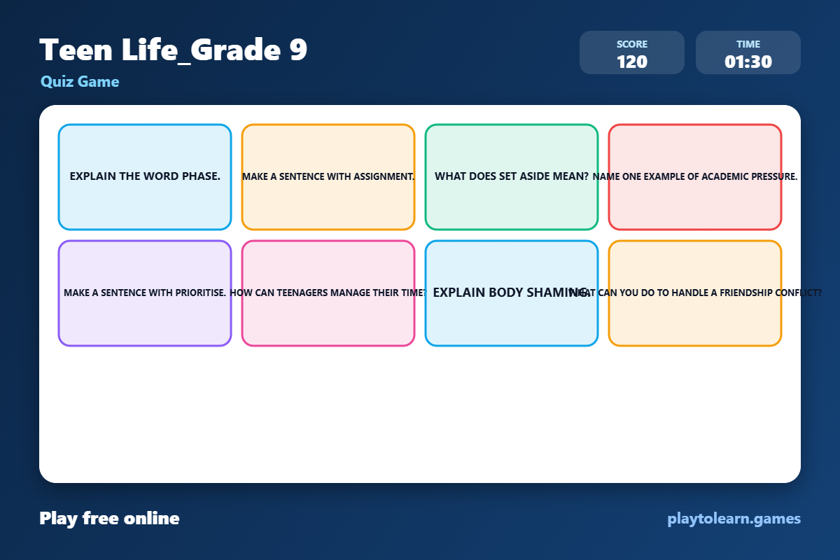 🎨 Art & Creativity quiz game — printable worksheet preview — for 9th Grade