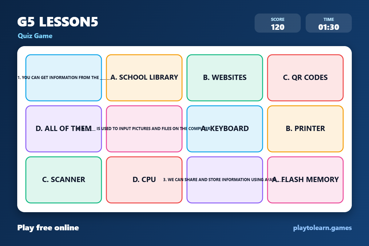 🏝️ Beach & Ocean quiz game — printable worksheet preview — for 5th Grade