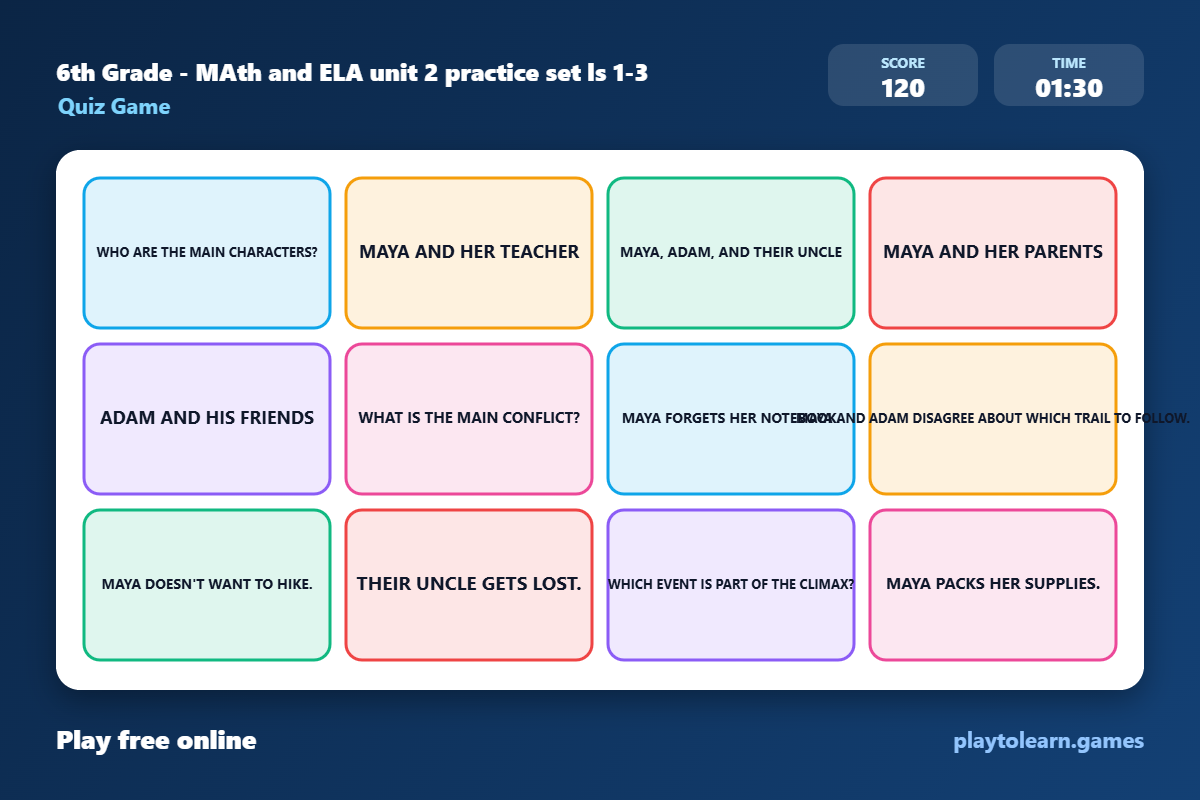 🛏️ Bedroom quiz game — printable worksheet preview — for 6th Grade