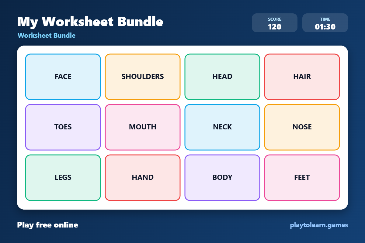 ๐งโโ๏ธ Body Parts worksheet bundle โ printable worksheet preview โ for Pre-K, Kindergarten, 1st Grade, 2nd Grade