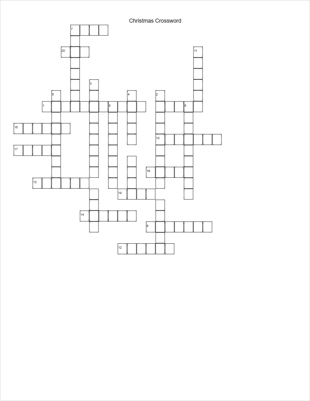 🎅 Christmas crossword — printable worksheet preview — for Kindergarten, 1st Grade, 2nd Grade, 3rd Grade
