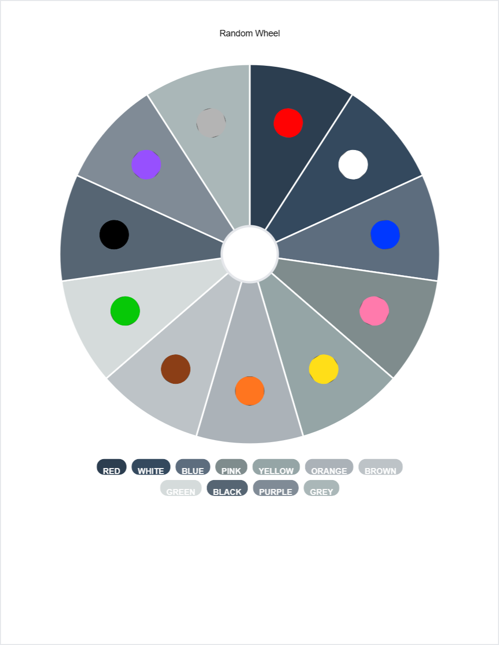 ๐ Colors randomwheel โ printable worksheet preview โ for Kindergarten, 1st Grade, 2nd Grade