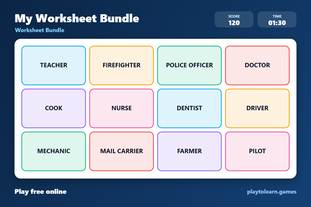 💼 jobs and occupations worksheet bundle — printable worksheet preview — for Kindergarten, 1st Grade, 2nd Grade