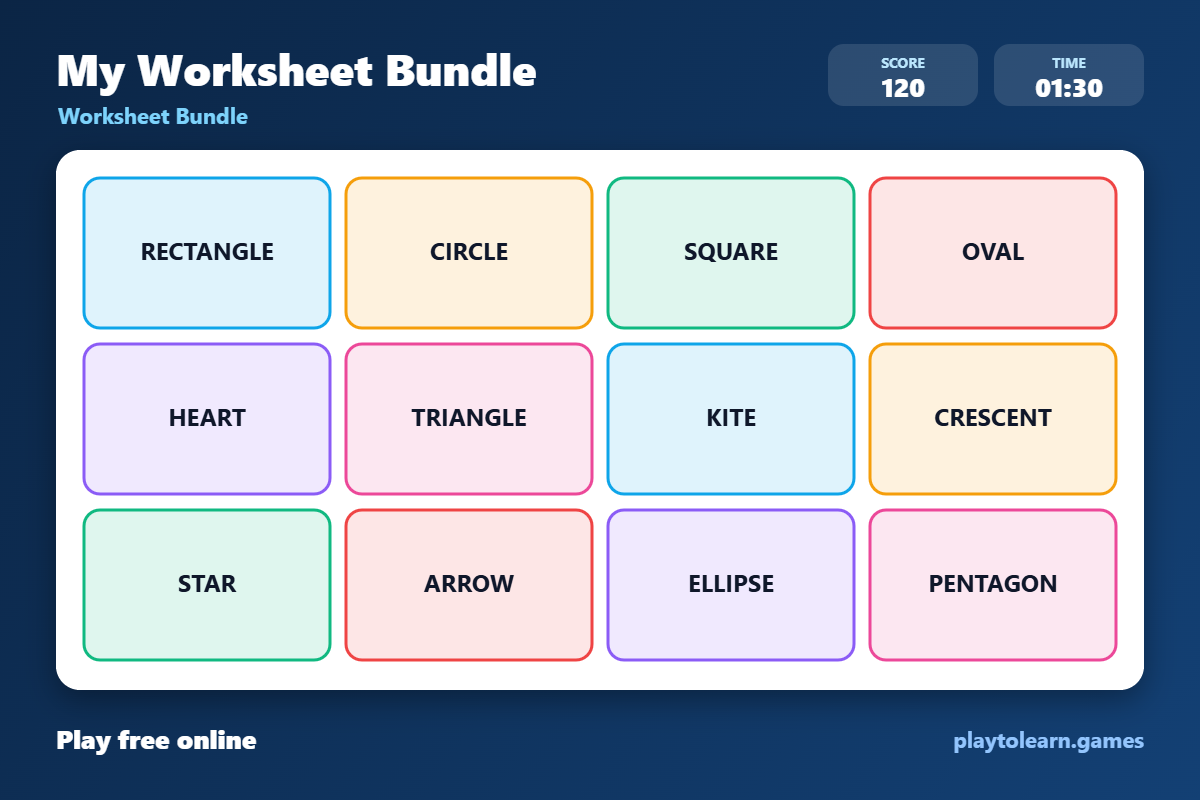 🔷 Shapes worksheet bundle — printable worksheet preview — for 1st Grade, 2nd Grade, 3rd Grade, 4th Grade