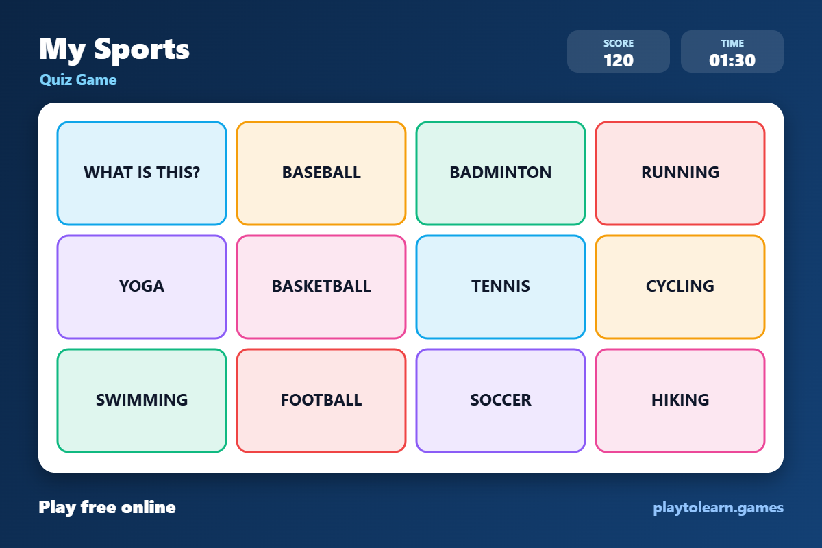 ⚽ Sports quiz game — printable worksheet preview — for 2nd Grade, 1st Grade, 3rd Grade, 4th Grade