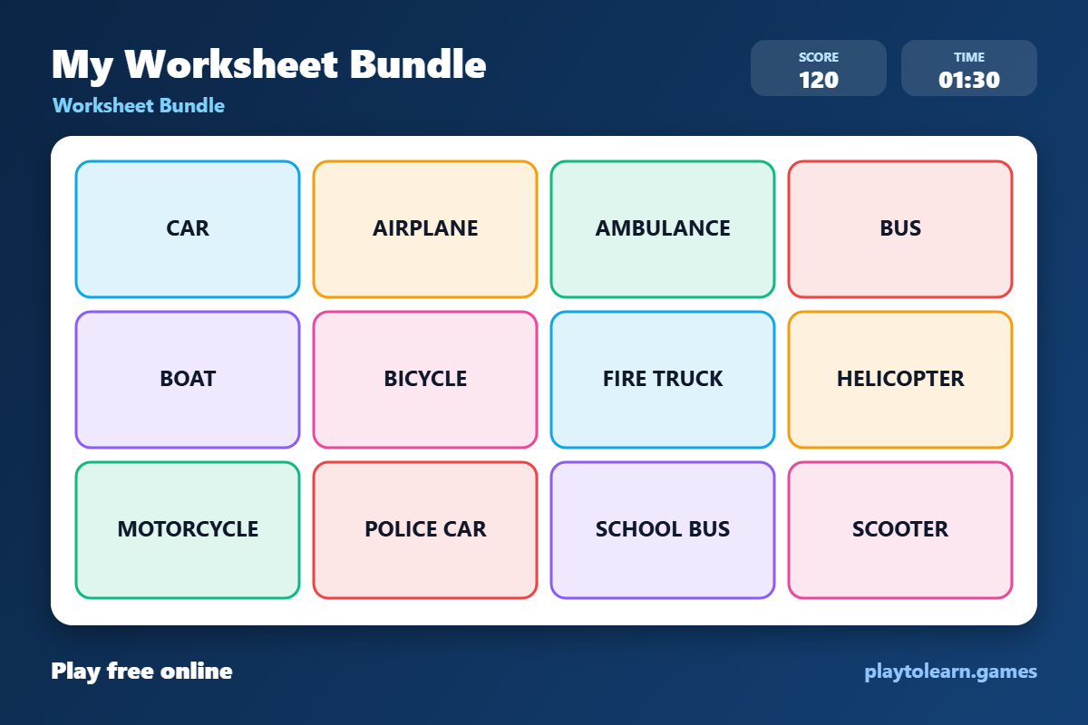 ๐ Transportation worksheet bundle โ printable worksheet preview โ for 1st Grade, 2nd Grade, 3rd Grade, 4th Grade