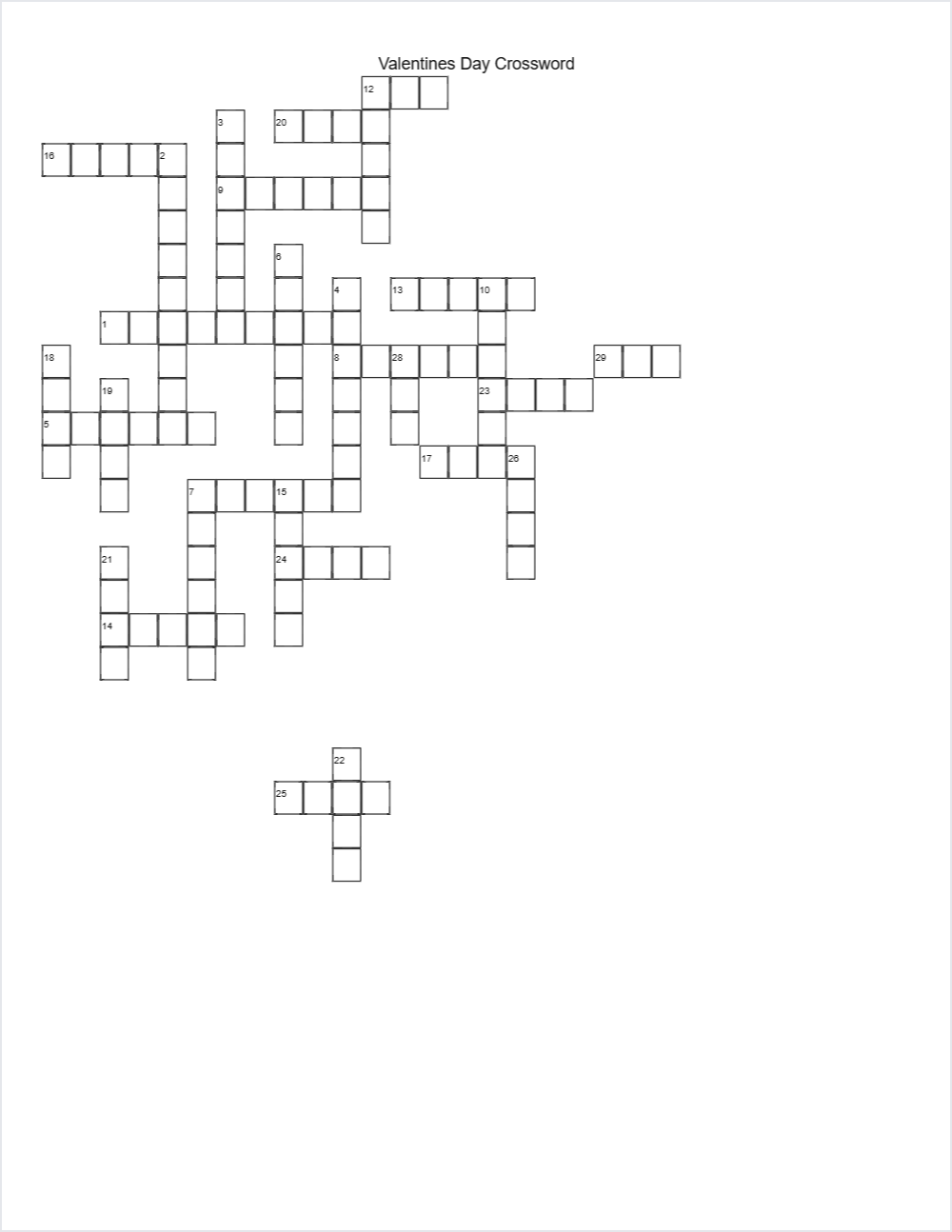 💘 Valentine’s Day crossword — printable worksheet preview — for 2nd Grade, 1st Grade, 3rd Grade, 4th Grade, 5th Grade, 6th Grade, 8th Grade, 7th Grade, 9th Grade, 10th Grade, 11th Grade, Adult, College, 12th Grade